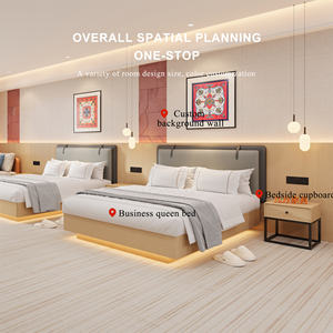 Op maat gemaakte moderne luxe enkel-, dubbel-, queen- en kingsize bedden van professionele fabrikant, houten panelen voor hotel slaapkamersets - Product Image 3