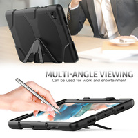 Hibrid ağır silikon defender Samsung kılıfı Galaxy Tab A8 10.5 inç 2021 X200 X205 için ekran koruyucu dahili