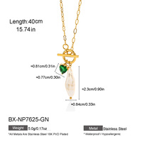 Collier de perles Golden Hour pour femme, pendentif cœur en pierre précieuse, acier inoxydable 18K PVD, étanche, cadeau élégant
