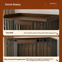 Caseta Plegable de Madera Gruesa con Techo Plano de 95 cm para Mascotas, con Estante de Almacenamiento y Diseño de Inodoro Separado, para Uso Doméstico en Perros