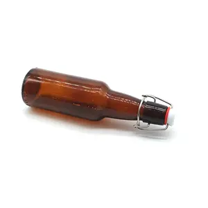Botol Kaca Ayun Atas 16 Oz, dengan Botol Kaca Amber Corong dengan Tutup Atas Flip 500Ml 1000Ml
