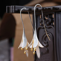Mode créatif Vintage fleur de lys en forme d'argent plaqué oreille crochet boucles d'oreilles européen américain coréen fabriqué oreille