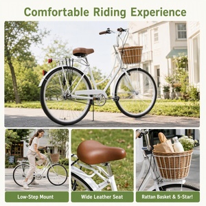 Bicicleta Cruiser Urbana para Mujer de 26 Pulgadas, 21 Velocidades, Cuadro de Acero con Canasta - Product Image 4