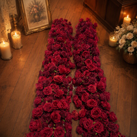 Chemin de table en fleurs artificielles en soie mélangée - Décoration de table de Noël moderne faite à la main, durable et réutilisable
