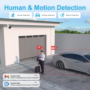 Caméra IP hybride POE 6MP, extérieure, type bullet, intelligente, double éclairage IR et couleur, détection humaine/véhicule, micro intégré, entièrement métallique, H.265, WDR - Product Image 3