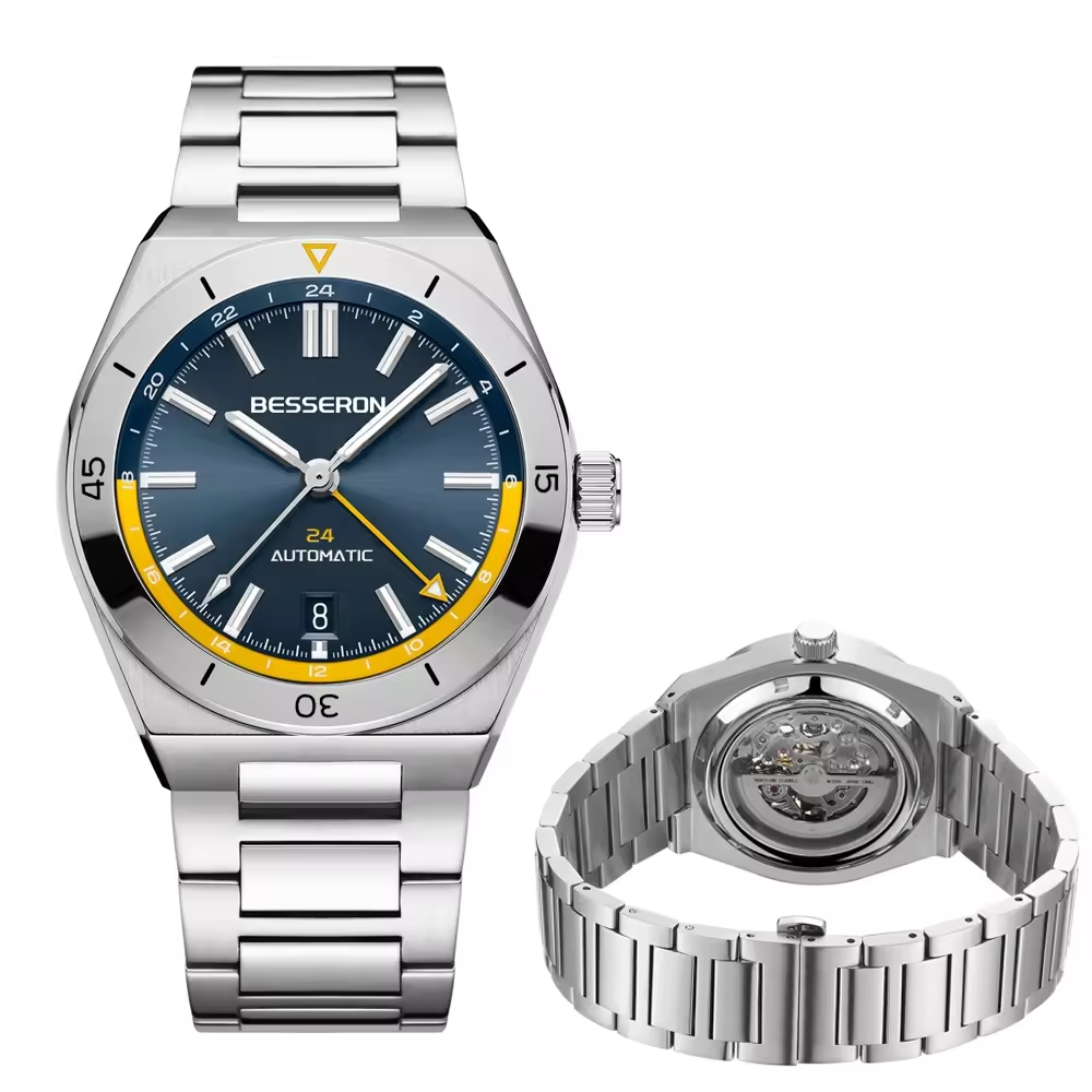 high quality blue whith yellow face NH34 mechanical watch