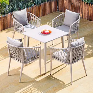 Modern Furniture Cushion Aluminum Garden Beach Pátio Outdoor Dining Woven Rattan Rope Chair