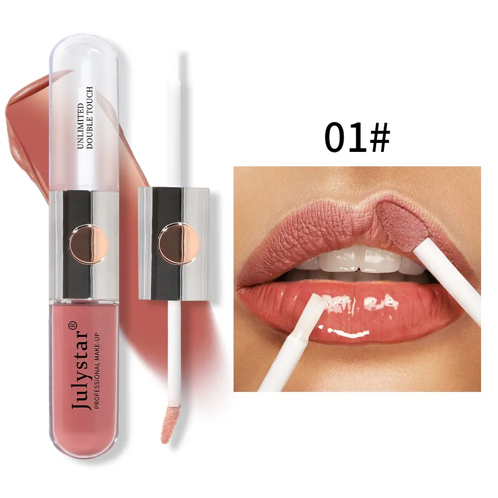 Doppelgeschlankte Lipglasur Lippenöl hochglanz-Lippenfarbe Tint Fleck Glasur feuchtigkeitsspendende Feuchtigkeitscreme magischer Lippenstift