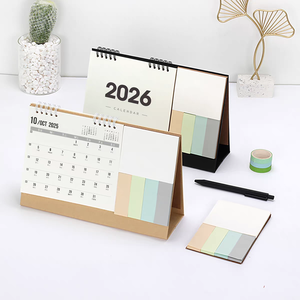 Factory Direct Sale Spiral Binding Calender Printed Custom Logo 2026 Table Desk Flip Calendarios With Notepad