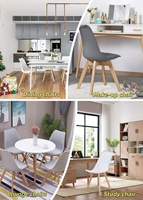 Chaise en Plastique PP YWJ Style Scandinave Classique Design Usine avec Pieds en Bois pour Restaurant Moderne, Ensemble de Repas de Café avec Table et 6 Chaises