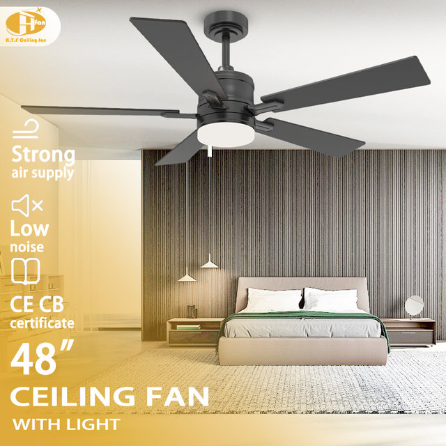 48" Blade Modern LED Ceiling Fan Light DC Motor 6-Speed Remote Control Dimmable 3 Blades 3000K/4500K/6000K Color Living Room