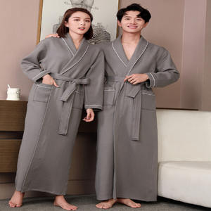 Plus Size Cotton Waffle Cloth Bathrobe <b>for</b> Women & <b>Men</b> Unisex Spa & Hotel <b>Robe</b> with Belt & Pockets - Product Image 5