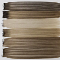 Extensions de cheveux chinoises Remy à bandes adhésives Lesttyhair 50g 18 pouces 20 pièces Balayage Brun Blond Lisses Soyeux Teints Donneur Unique