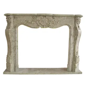 French natural stone marble fireplace mantle for wall decoration