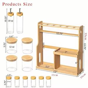 Bamboo Kitchen Spice Rack Multi Layer Storage Organizer For Oil Salt Soy <b>Sauce</b> Vinegar And Spices - Product Image 2