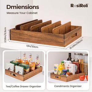 Wooden divider <b>storage</b> <b>box</b>, countertop dish organizer, plate <b>storage</b>, open-top breathable <b>kitchen</b> utensil <b>box</b>, solid wood - Product Image 2