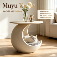 Table d'appoint en forme de lune, lit pour chat, couleur personnalisable, en fibre de verre, table basse, grotte intérieure pour animaux, nid luxueux pour chaton