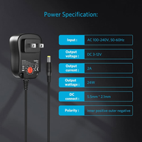 24W Evrensel 3V 4.5V 5V 6V 7.5V 9V 12V AC DC Adaptör, LED Şerit Işık, CCTV Kamera, Router, Bluetooth Hoparlör için 8 Uçlu