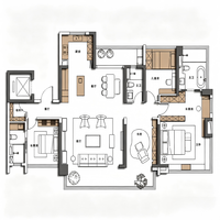 Service de design d'intérieur 3D moderne et contemporain pour les projets résidentiels de maisons entières avec des solutions d'aménagement intérieur personnalisées