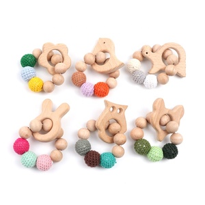 Animal Hêtre Bâton Crochet Fil Perle <span class=keywords><strong>Bracelet</strong></span> Hêtre Rond Perle Bébé Dents <span class=keywords><strong>Bracelet</strong></span> - Product Image 1