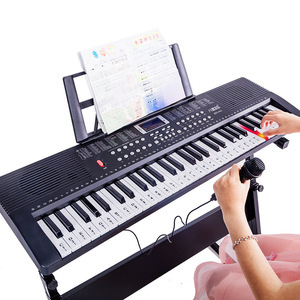 คีย์บอร์ดอิเล็กทรอนิกส์ 61 คีย์สำหรับเด็กพร้อมไมโครโฟนและแหล่งจ่ายไฟสีดำและสีชมพูของเล่นเครื่องดนตรีสำหรับทุกเพศ - Product Image 1
