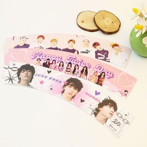 Fundas de Papel Reutilizables Ecológicas para Vasos de Café Caliente, Personalizadas con Impresión, para Fiestas de Cumpleaños Kpop - Product Image 2