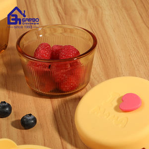 Seal Store Contenedor de vidrio de 210ml Tapas de silicona Horno de microondas Seguro Mini fiambrera Ámbar sólido Contenedor de almacenamiento de alimentos - Product Image 3