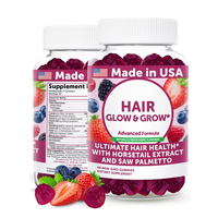 Gummies de biotine en marque blanche OEM, 60 unités, saveur extrait de queue de cheval et baie de palmier nain, pour la santé des cheveux, de la peau et des ongles