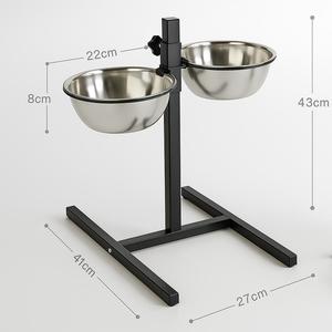 Doppia ciotola in acciaio inox per animali domestici, altezza regolabile, per cani e gatti di tutte le taglie - Product Image 4