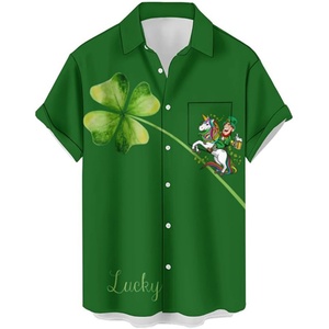 Chemises décontractées pour hommes à col montant, boutonnées, à manches courtes, respirantes, pour la plage et les vacances, avec logo personnalisé ODM - Product Image 1