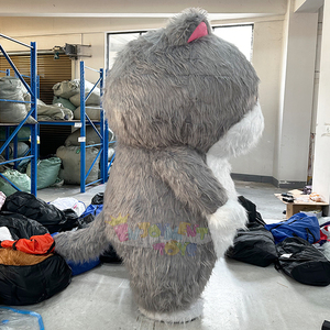 Disfraz Inflable de Gato Gris Esponjoso, Talla Adulto, Adorable Traje de Gato de Dibujos Animados para Fiestas/Publicidad, Felpa de Alta Calidad - Product Image 3