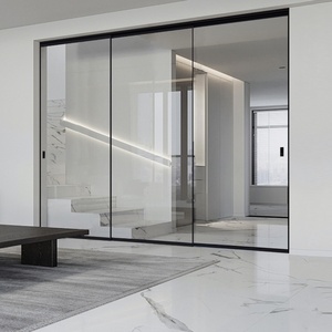 Porte coulissante <span class=keywords><strong>de</strong></span> cuisine ultra-étroite à trois battants pliables avec cloison invisible en verre, porte <span class=keywords><strong>de</strong></span> véranda, vente en gros et personnalisable - Product Image 5