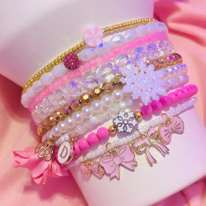 Nuovo 5 pack Cup Boot Topper bracciale Pink Coquette fiocco 40oz accessori Tumbler Bead elasticizzato fiocco Charm bracciale impilato - Product Image 3