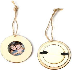 Pafu <span class=keywords><strong>Mini</strong></span> Vòng gỗ khung ảnh hình ảnh chủ với treo dây thừng DIY mộc mạc thủ công bằng gỗ cho tường trang trí - Product Image 2