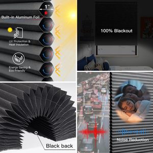 ستائر خلوية ذكية آلية معتمة بدون حبال، تصميم مخصص من البوليستر، مقاومة للماء وصديقة للبيئة، ستائر نوافذ عصرية - Product Image 2