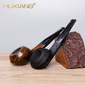 Muxiang Briarwood Pipe Bulldog Design Solid Wood Tobacco Pipe Customizable - Product Image 3