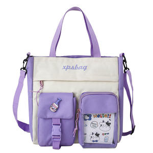 Sac fourre-tout en toile grande capacité avec fermeture éclair, imprimé lettres, pour collégiennes et femmes, personnalisable, livraison directe - Product Image 1