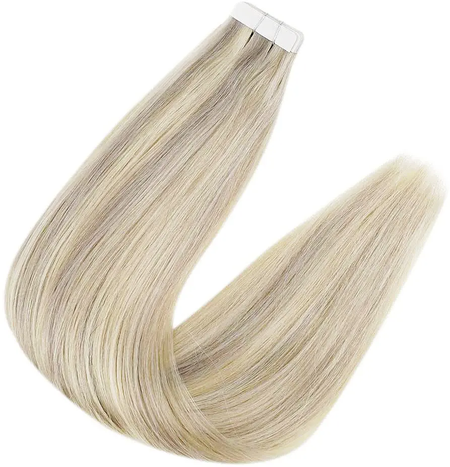 Vente en gros met en évidence des extensions de cheveux naturels humains de couleur blonde Extensions de cheveux de bande Remy vierges