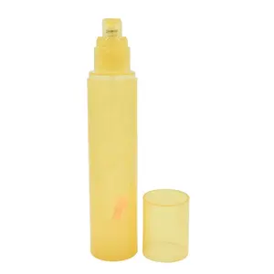 Bouteille en plastique de lotion jaune colorée 50ml 100ml 150ml bouteilles de pompe minces rondes emballage cosmétique vide de soins de la peau
