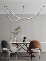 Suspension LED linéaire moderne à hauteur réglable, ovale en métal, pour îlot de cuisine, salle à manger, éclairage de projet, installation facile