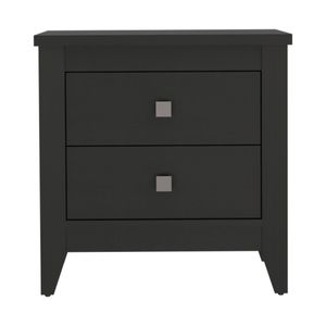 Amara Nightstand Two Drawer <b>Black</b> <b>Wood</b> Storage <b>Side</b> <b>Table</b> For Bedroom - Product Image 3