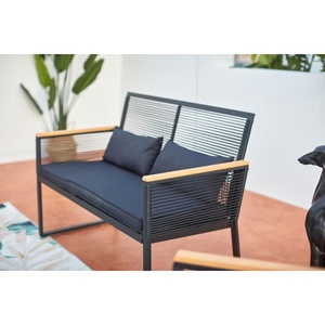 AJUNION Mobilier <span class=keywords><strong>de</strong></span> jardin en corde <span class=keywords><strong>de</strong></span> bois Ensemble <span class=keywords><strong>de</strong></span> <span class=keywords><strong>salon</strong></span> d'extérieur en acier Meubles <span class=keywords><strong>de</strong></span> <span class=keywords><strong>balcon</strong></span> Ensemble <span class=keywords><strong>de</strong></span> patio pour <span class=keywords><strong>4</strong></span> <span class=keywords><strong>personnes</strong></span> - Product Image 3