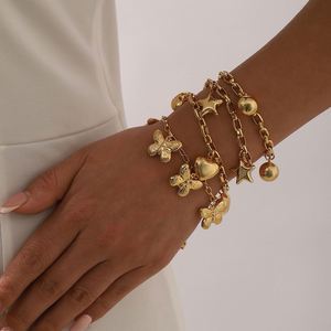 จี้หัวใจสแตนเลสสร้อยข้อมือผู้หญิงสีทองเครื่องประดับแฟชั่นกันน้ำสำหรับคู่รักของขวัญ - Product Image 4