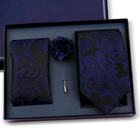 Set de Regalo de Corbata para Hombre Directo de Fábrica con Pañuelo de Bolsillo y Broche, Lujoso Set de Corbata de Poliéster en Caja para Bodas y Fiestas