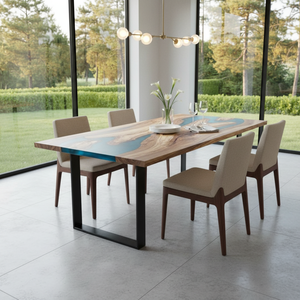 Luxury Handcrafted Rectangle Epoxy Resin Dining Table Acacia Wood Top Waterproof Retirement Sympathy Home Office Hotel Living - Product Image 3