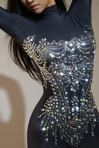 Catsuit de danse extensible Sexy pour femmes avec <span class=keywords><strong>combinaison</strong></span> de strass <span class=keywords><strong>à</strong></span> <span class=keywords><strong>paillettes</strong></span> pour la fête chanteur scène porter anniversaire glisser reine tenue - Product Image 4