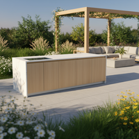 Keran wastafel dapur, Vila Dapur luar ruangan, Vila, mudah dipasang, antikarat, keran wastafel kabinet pulau dapur, aluminium Modular Modern mewah