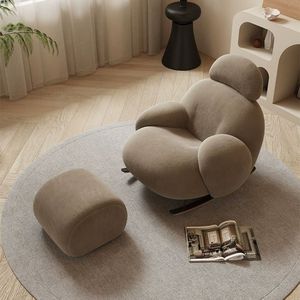 Sillón mecedora individual blanco popular en línea, sillón mecedora individual color crema para sala de estar, sillón mecedora sencillo para balcón o dormitorio - Product Image 6