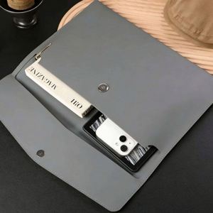 Custom Initials Pu Leather File <b>Folder</b> Simple Travel Organizer Personalized <b>A4</b> Holder Durable Document Case - Product Image 3