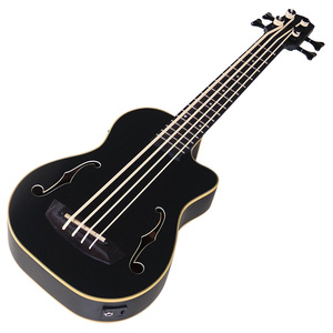 Basse électrique professionnelle 4 cordes Sabri Matte UK noire de 30 pouces avec double trou F et angle manquant - Product Image 1